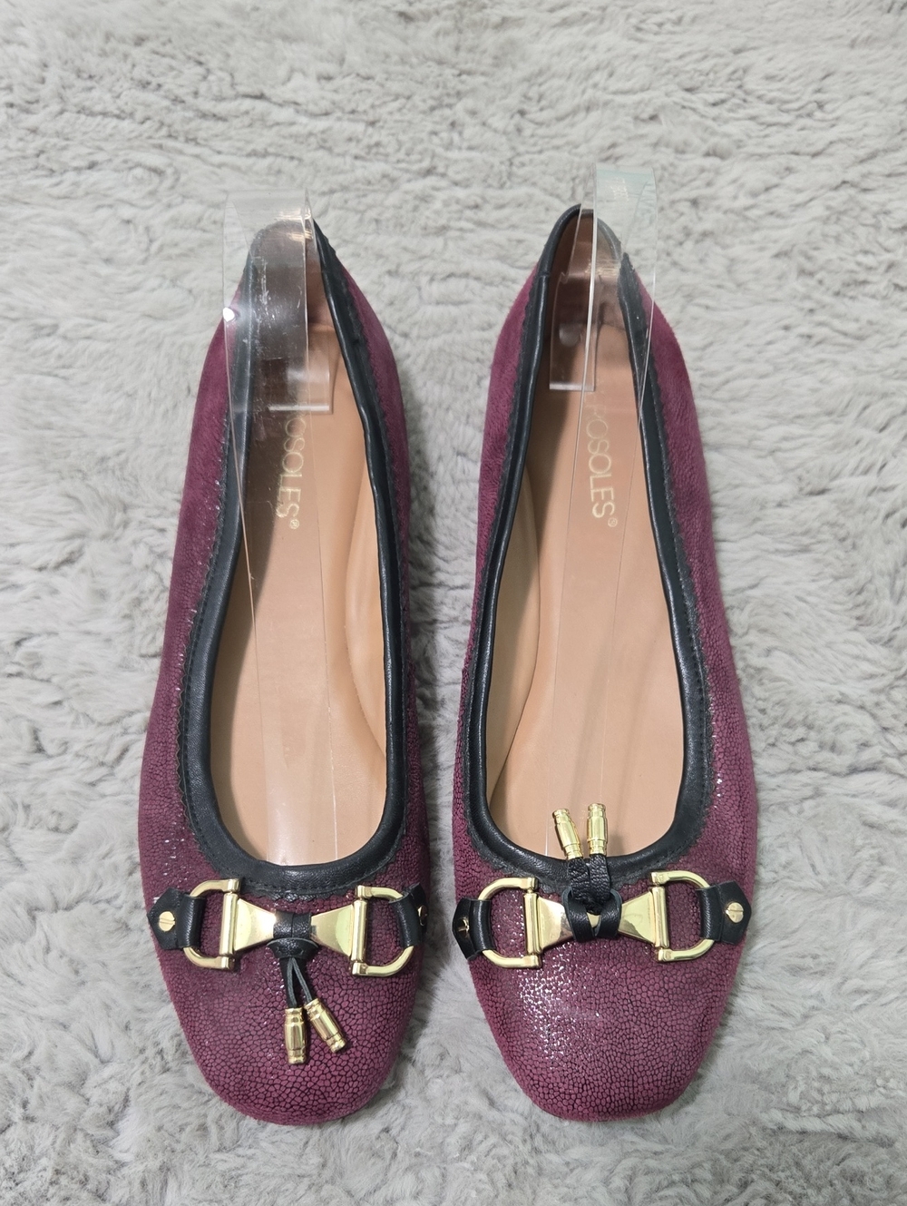 Aerosoles Mint Julep purple wine snake-print leather ballet flats size 9.5